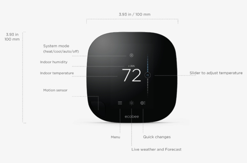 Smart Ecobee Nest Google Thermostat Nest Thermostat - Ecobee 3 Thermostat - Wi-fi, transparent png #3682777