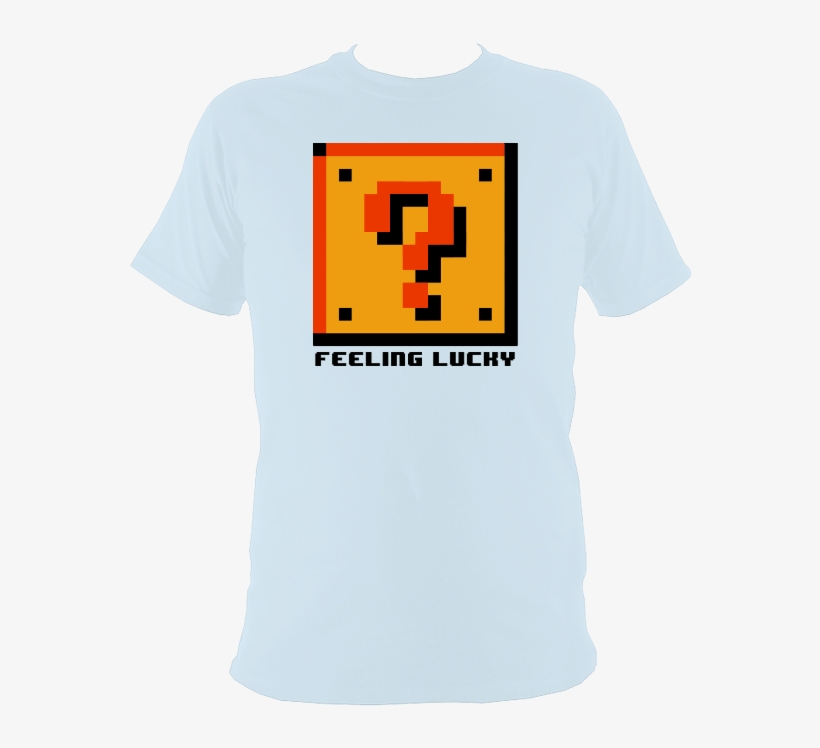 Feeling Lucky Block T-shirt - Question Mark Block Pixel Art, transparent png #3685673