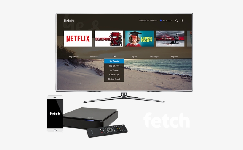 Tv Screen Displaying Fetch Content With Set Top Box - Fetch - Mighty Pvr - M616t, transparent png #3698570