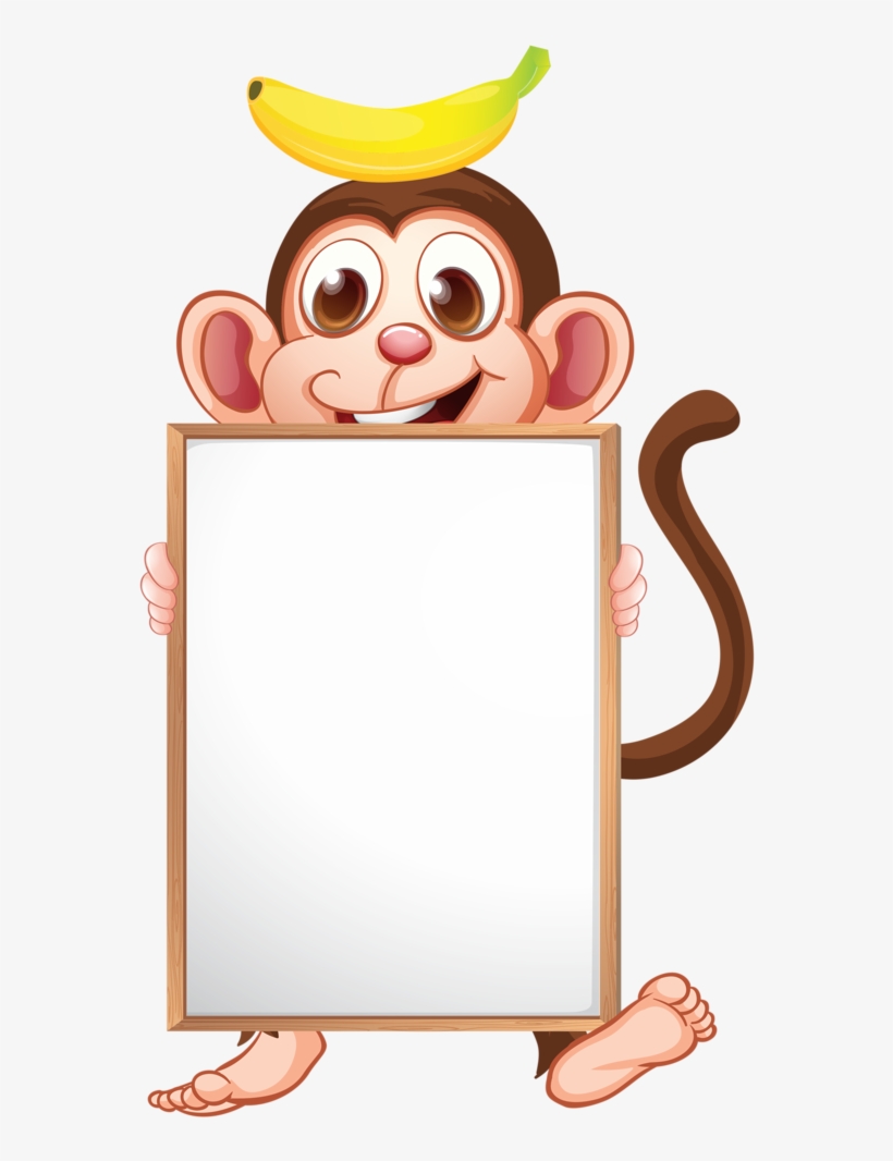 Frames Clipart Monkey - Cartoon Animals With Board, transparent png #370100