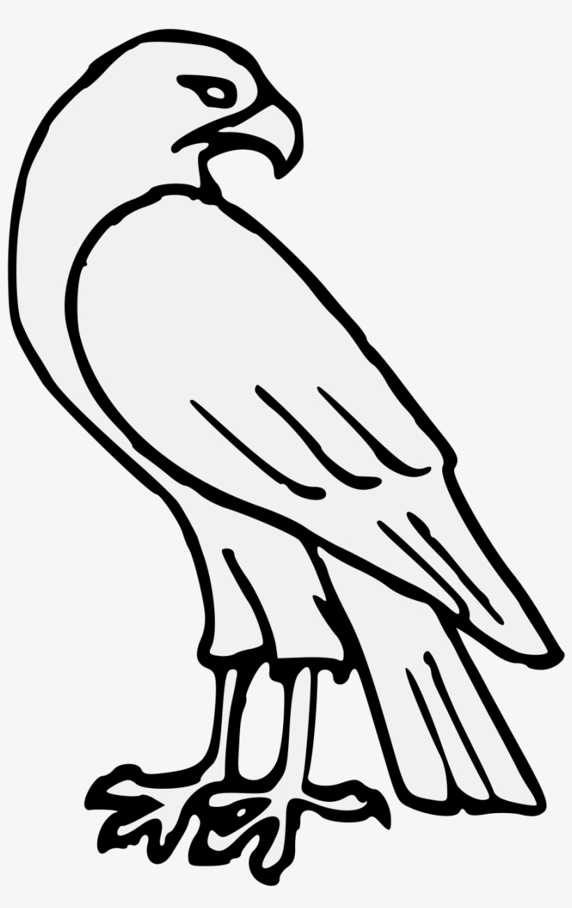 Falcon Clip Black And White Easy - Easy Hawk Drawing, transparent png #372333