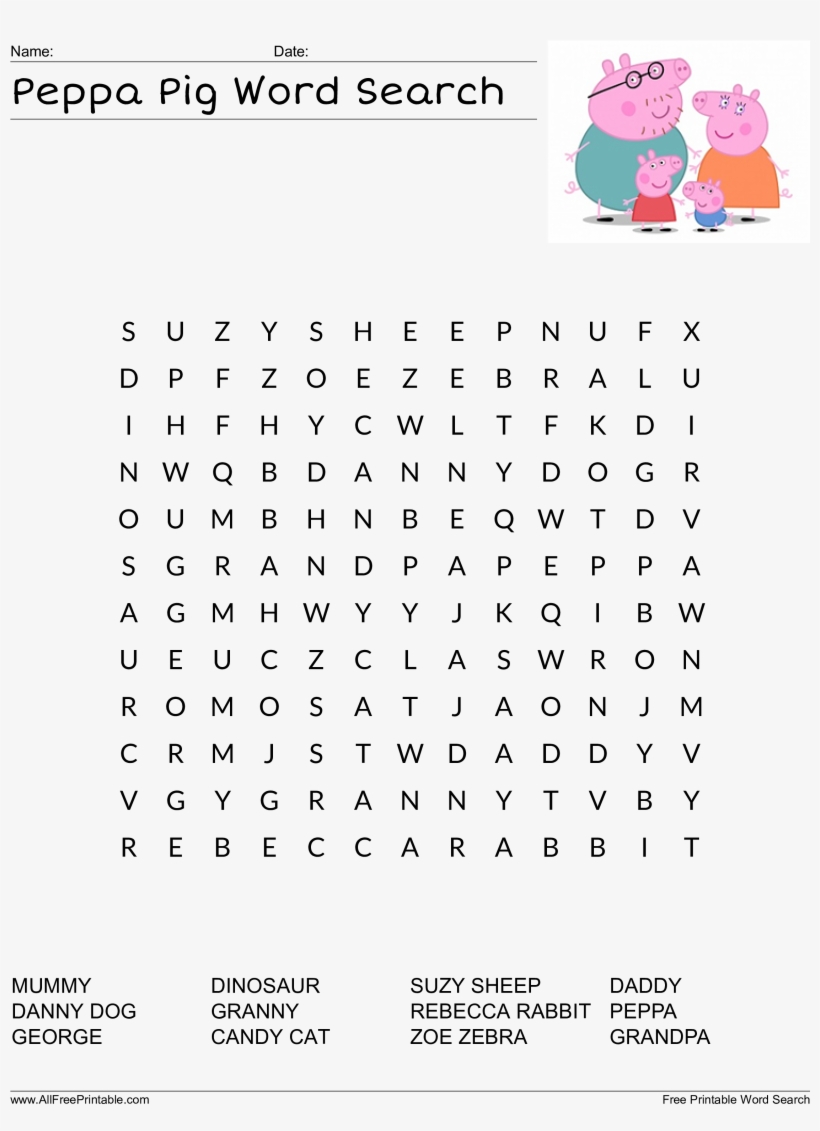 Free Peppa Pig Word Search Templates At - Daddy Pig And Familly Phone ...
