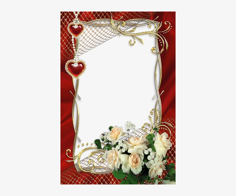 Beautiful Red Transparent Frame With White Roses - Good Morning Urdu Me, transparent png #374359