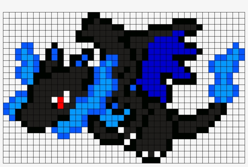Mega Charizard X Sprite Pokemon Perler Bead Pattern - Mega Charizard X Pixel Art, transparent png #374464