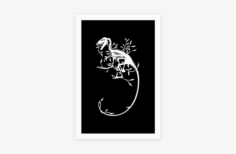 Floral Dinosaur Poster - T-shirt, transparent png #374891