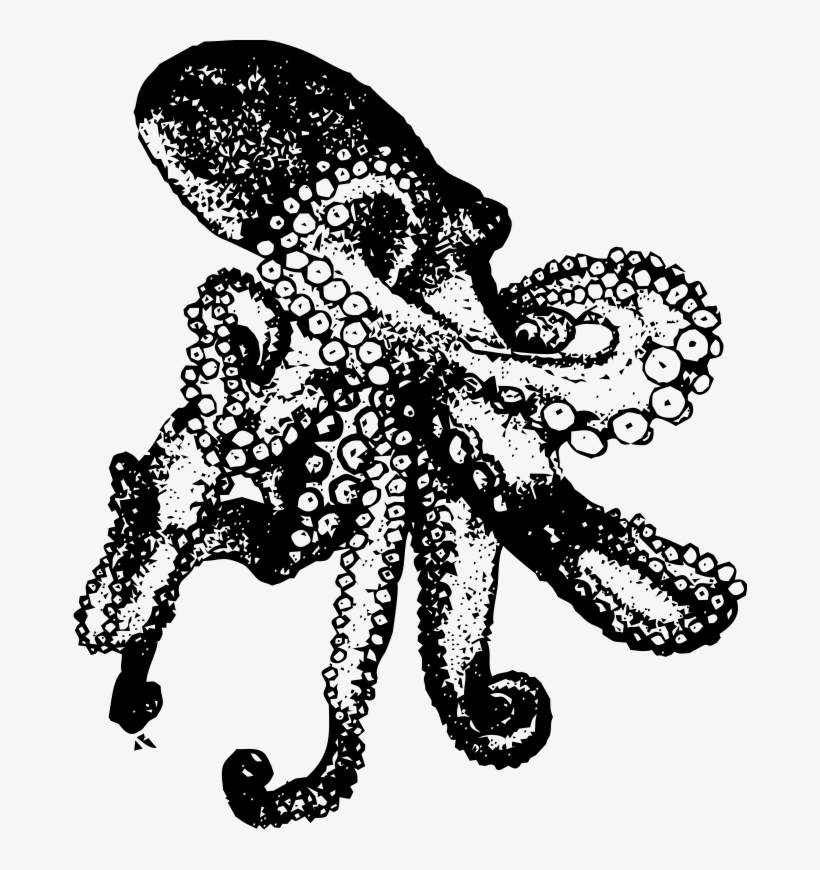 Octopus T-shirt - Black And White Octopus Pngs, transparent png #375426