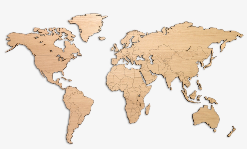Mapawall - Wooden World Map, transparent png #377860