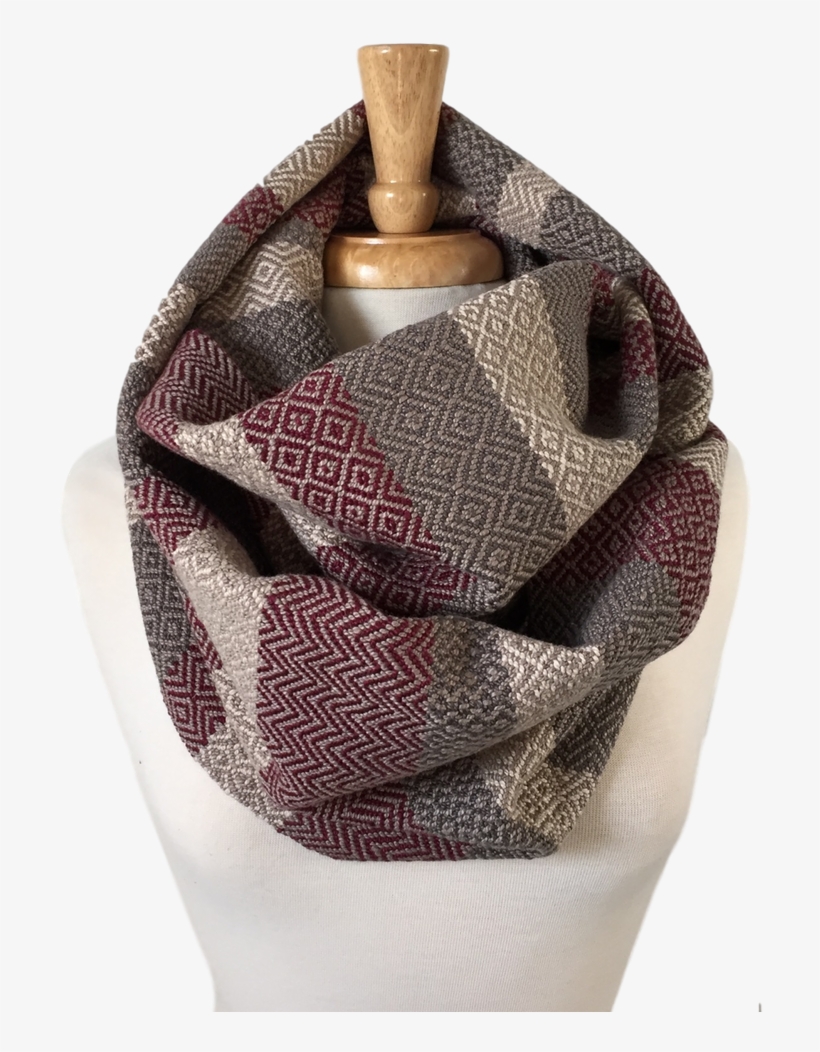 Oxblood, Cream And Charcoal Grey Woven Infinity Scarf - Scarf, transparent png #378423