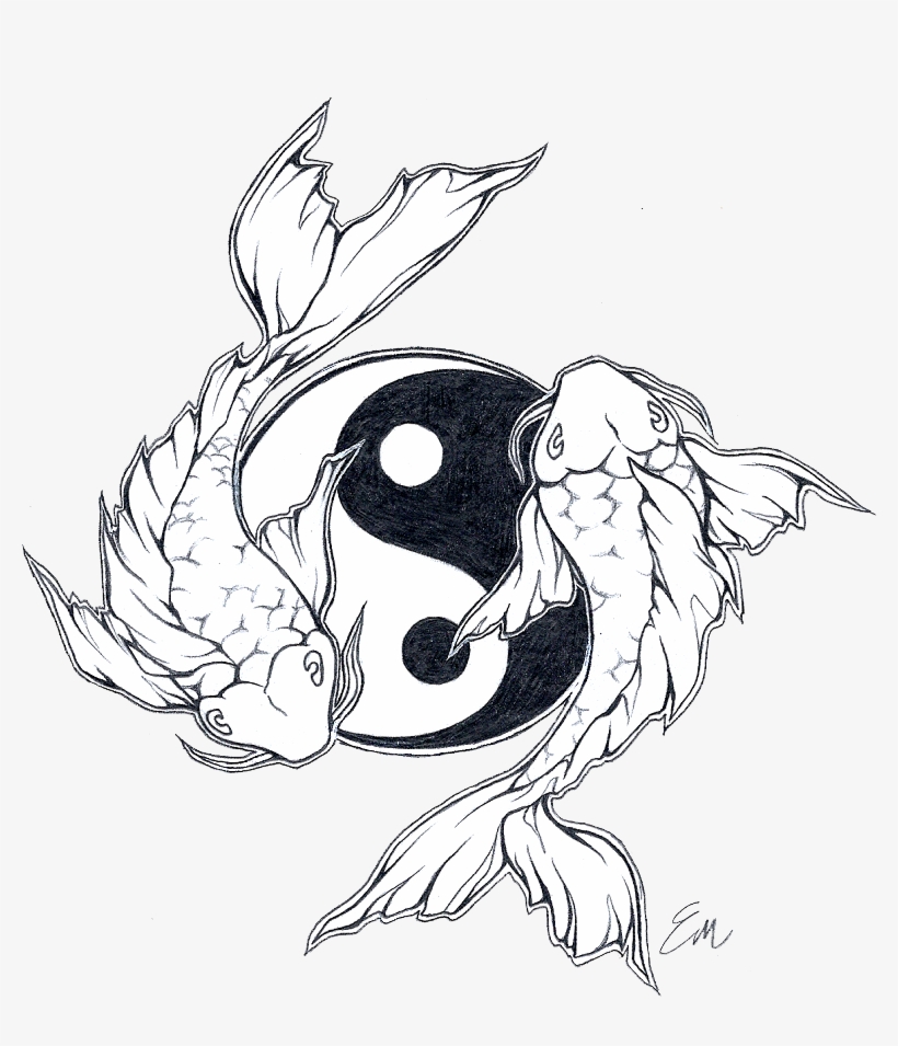 Graphic Transparent Library Yinyang Koi Fish Design - Yin Yang Koi Fish Tattoo Designs, transparent png #378887