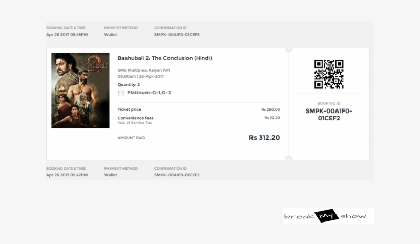 [sold Out] - Bahubali 2 Movie Ticket, transparent png #379130
