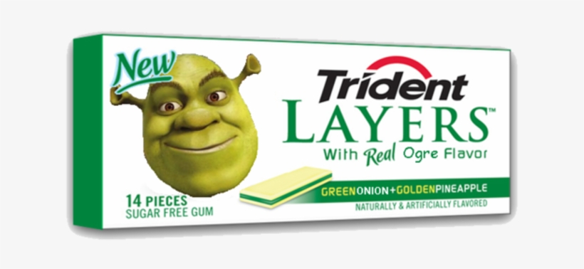 Shrek- The God Of Memes - Trident Layers Green Apple & Golden Pineapple Gum, transparent png #379401