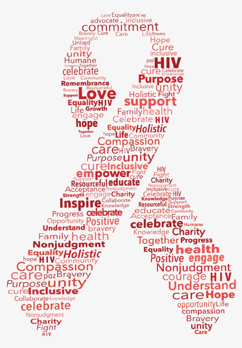 Red Ribbon Word Cloud - Red Ribbon Png Hiv, transparent png #379726