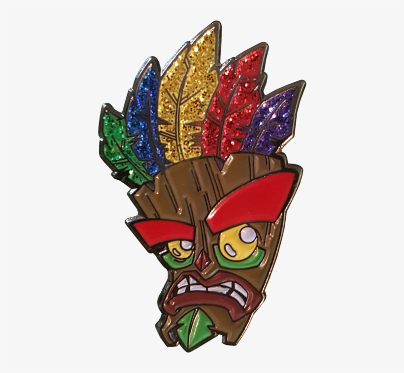 Crash 'glitter' Aku Aku Mask Pin Badge - Aku Aku, transparent png #379746