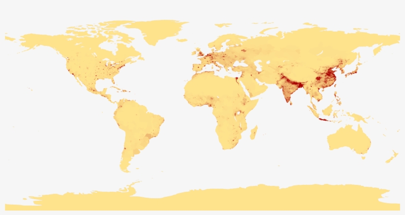 Population Density - World Map Blank No Borders, transparent png #3701155