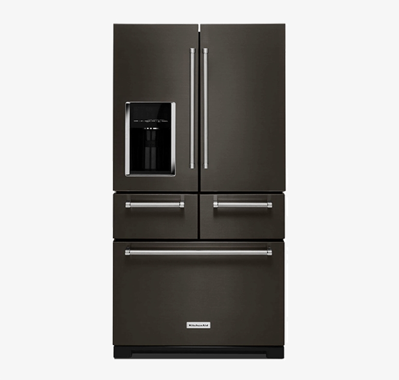 Kitchenaid Bottom Freezer And French Doors Refrigerator - Kitchenaid Krmf706ebs French Door Refrigerator - 36", transparent png #3702984