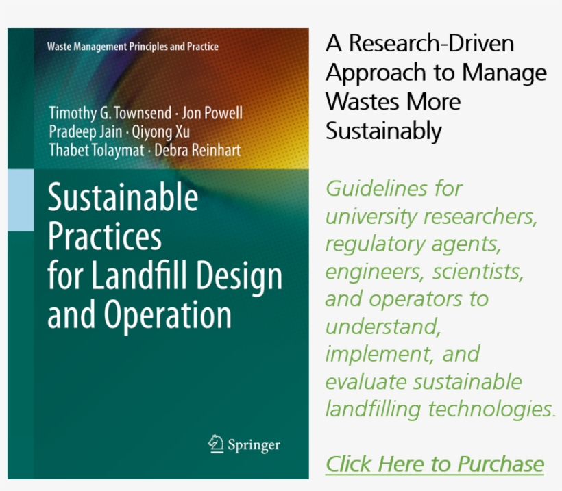 Purchase At Springer Publishing - Sustainable Practices For Landfill Design And Operation, transparent png #3707146