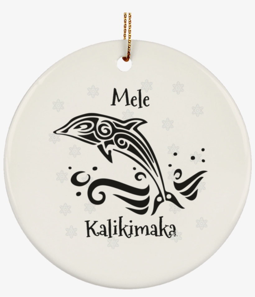 Mele Kalikimaka Tribal Dolphin Christmas Ornament Ceramic - Dolphine Design Shower Curtain, transparent png #3707669