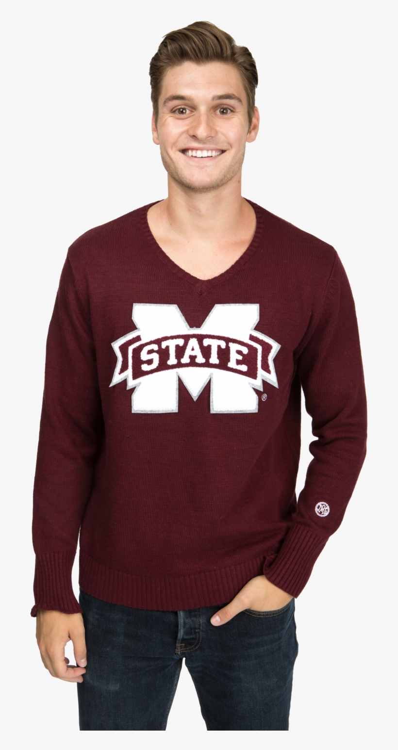 Mississippi State Men's V-neck Sweater - My Team By Milliken Collegiate Mississippi State University, transparent png #3707834
