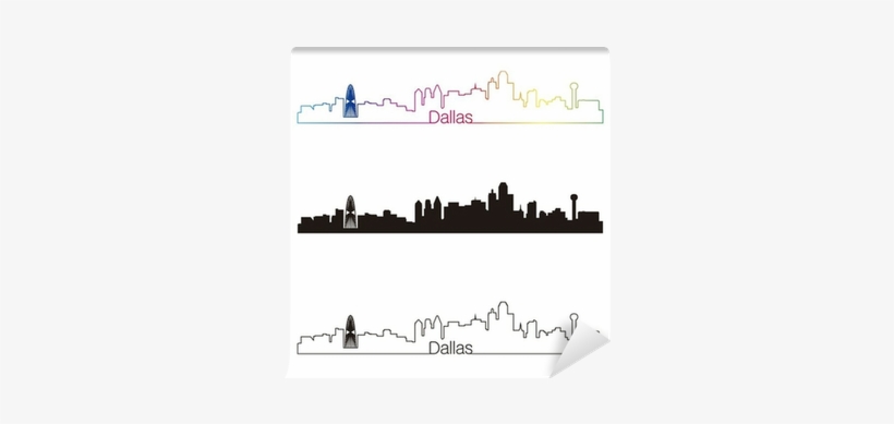 Dallas Skyline Linear Style With Rainbow Wall Mural - Dallas, transparent png #3708130