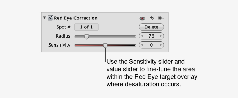 Controls In The Red Eye Correction Area Of The Adjustments - Angle, transparent png #3708998