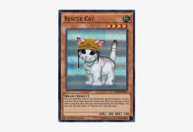 Rescue Cat - Dusa-en072 - Ultra Rare - 1st Edition - Rescue Cat Rare Yugioh, transparent png #3710241