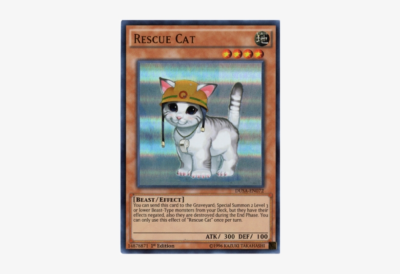 Rescue Cat - Dusa-en072 - Ultra Rare - 1st Edition - Rescue Cat Rare Yugioh, transparent png #3710241