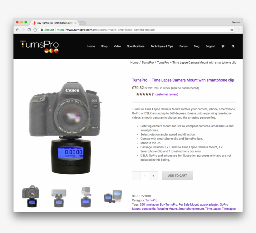Https - //www - Turnspro - Com/product/turnspro Time - Turnspro Time Lapse Camera Mount, Motorized Heads, transparent png #3710686