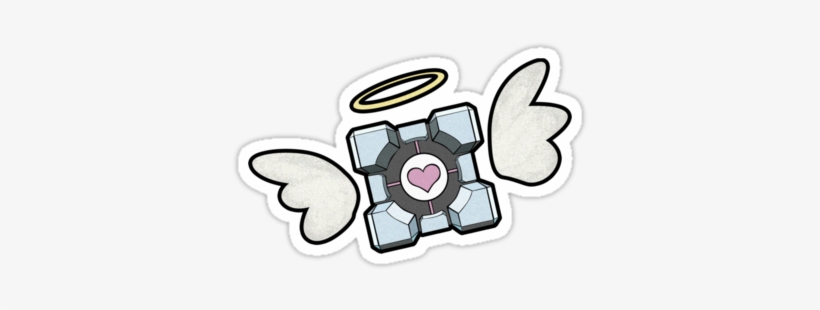 Angel Companion Cube Sticker By Merrypranxter Companion - Portal Companion Cube Wings, transparent png #3711796