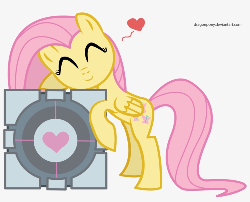 Dragonpony, Cargo Ship, Companion Cube, Crossover, - Fluttershy Pet, transparent png #3711975