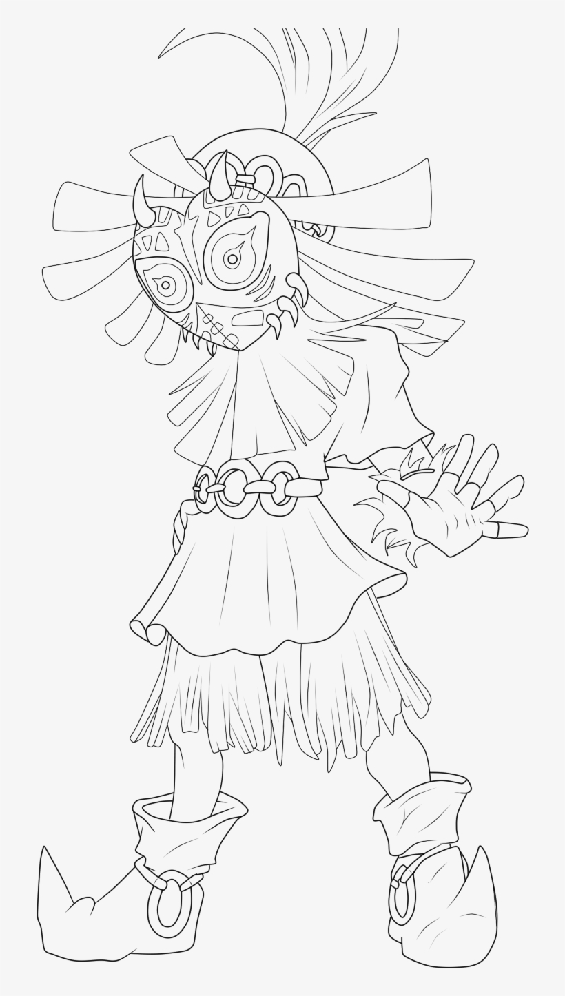 Majoras Mask Link Coloring Pages - Line Art, transparent png #3712076