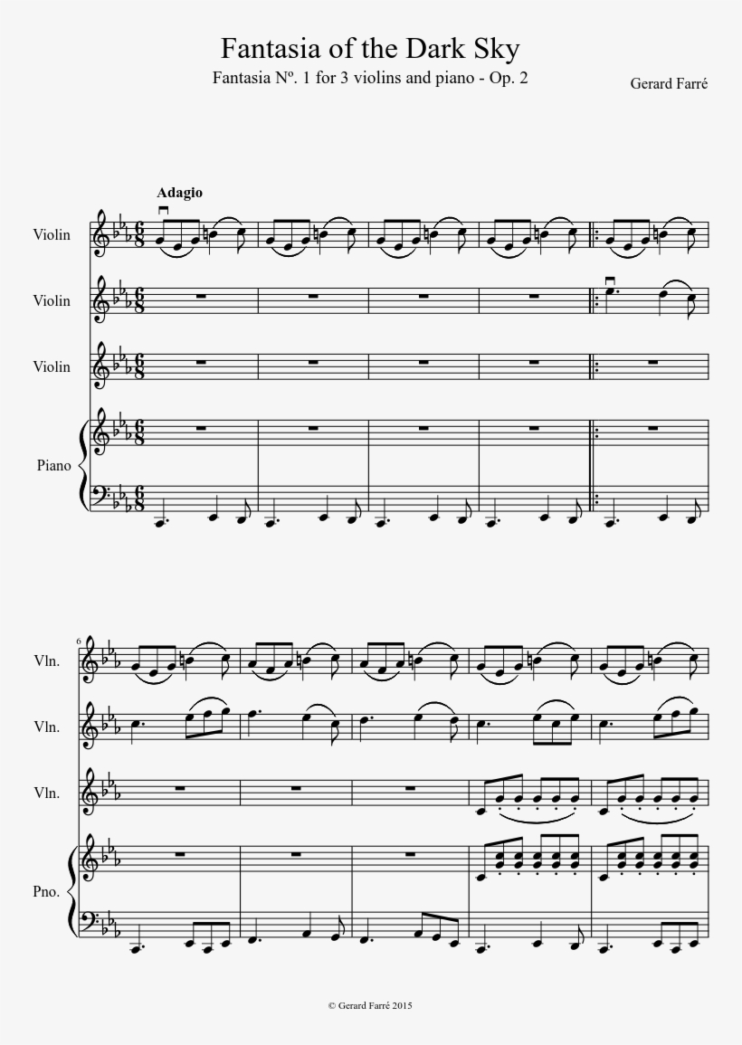Fantasia Of The Dark Sky Sheet Music Composed By Gerard - Big Bad Voodoo Daddy Sheet Music, transparent png #3714376