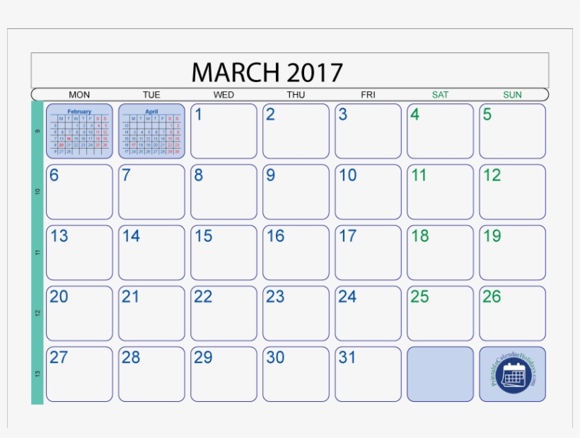 March 2017 Calendar With Holidays Printable - Piazza Dei Miracoli, transparent png #3715700