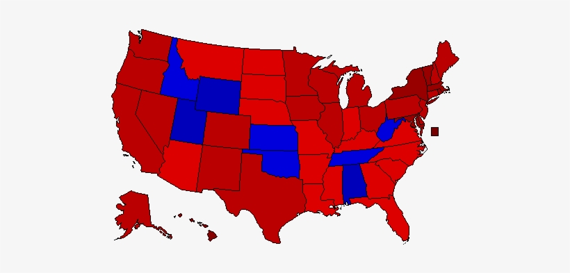 2072 Election By Percentage - Popular Vote Map 2016, transparent png #3716701