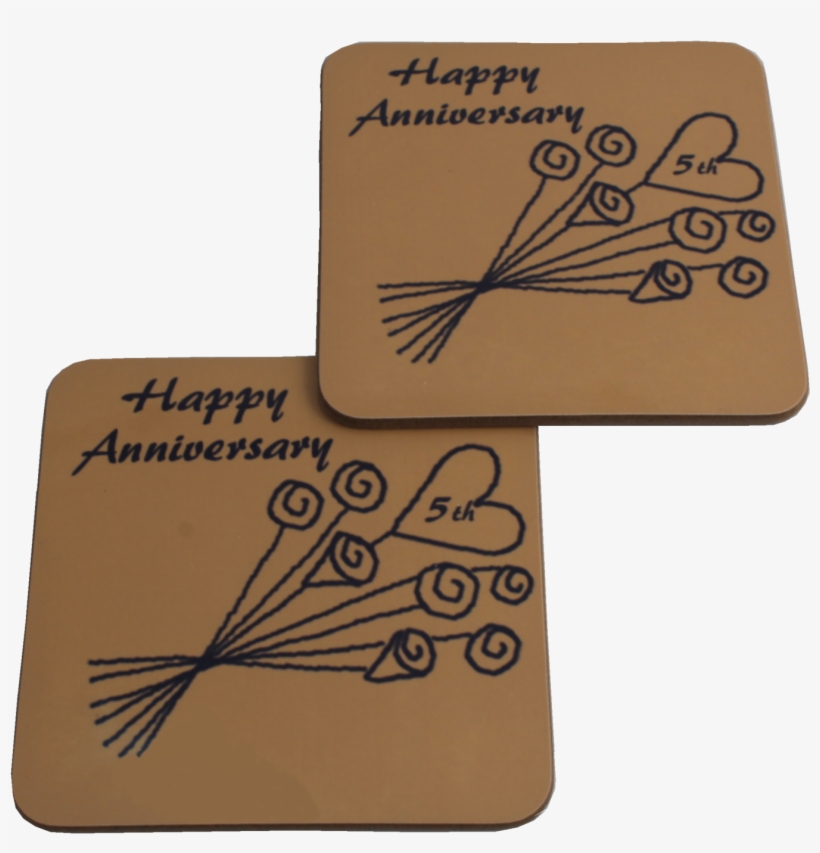 5th Wedding Anniversary Pair Of Coasters - Happy Birthday, transparent png #3717147