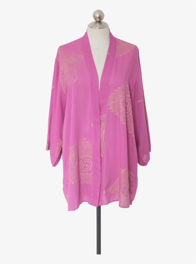 Orchid Peacock Feather Kimono - Nightgown, transparent png #3717862