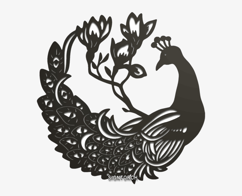 Peacock Dxf File - Peacock In A Circle, transparent png #3717891