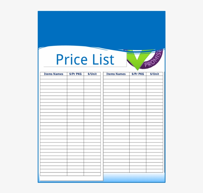 Blank Price List Template Pdf - Price, transparent png #3718252