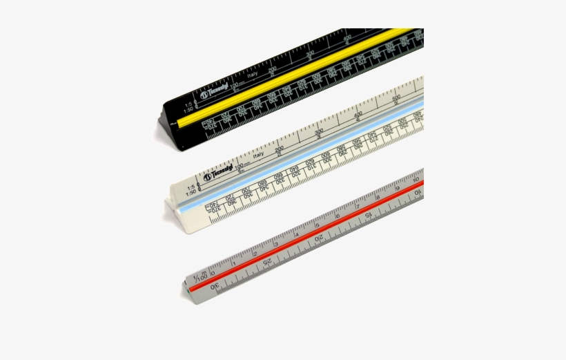 Triangular Scale Ruler - Tecnostyl Sr01 300mm Plastic Tri Scale White, transparent png #3719164