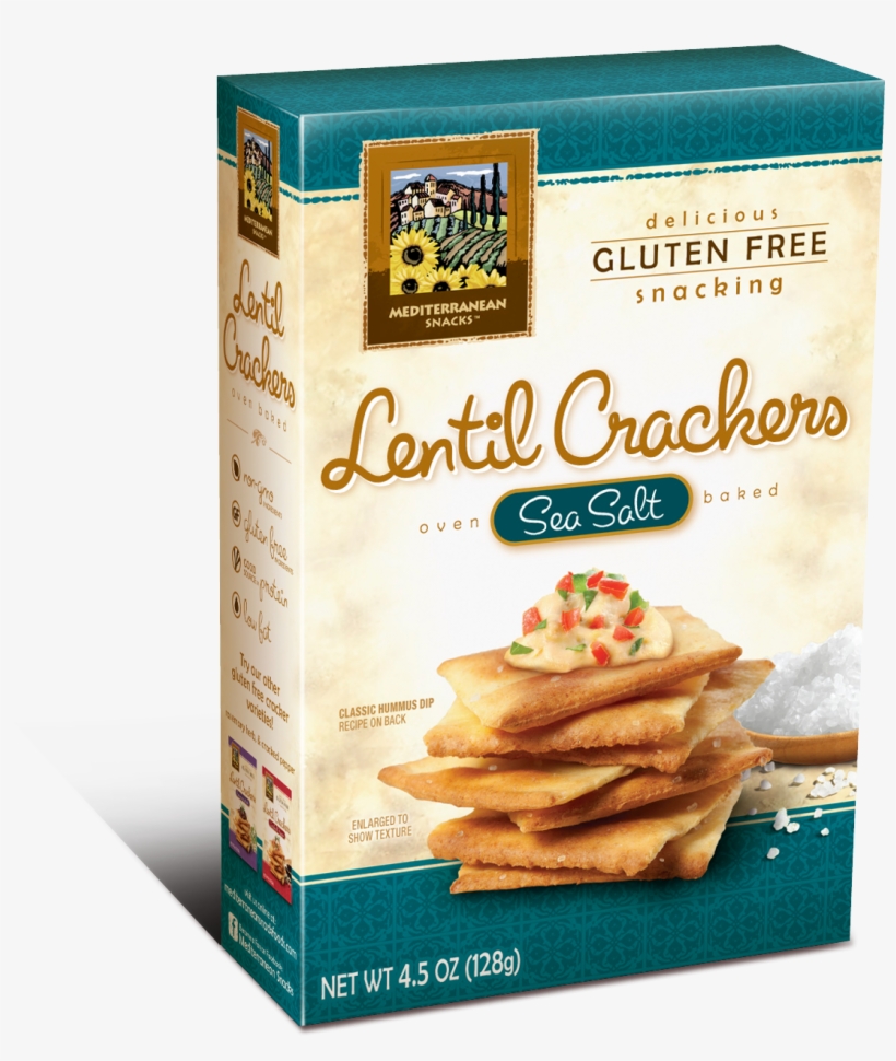 Mediterranean Snacks Baked Lentil Crackers - Mediterranean Snacks, Lentil Crackers Gluten Free,, transparent png #3719429