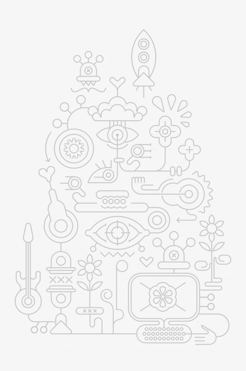 Abstract Design Composition On A Dark Grey - Line Art, transparent png #3719995