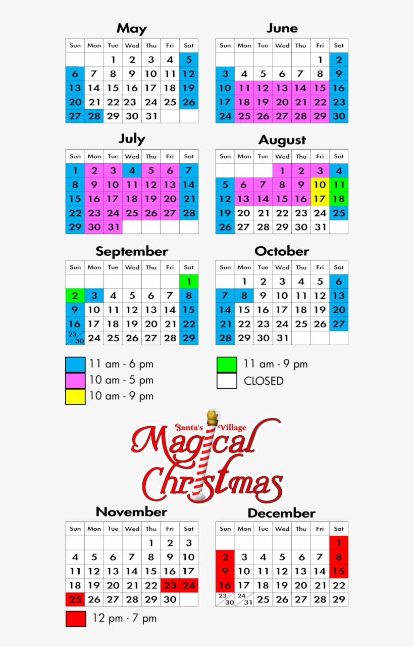 Calendar - Skypark At Santa's Village, transparent png #3721262