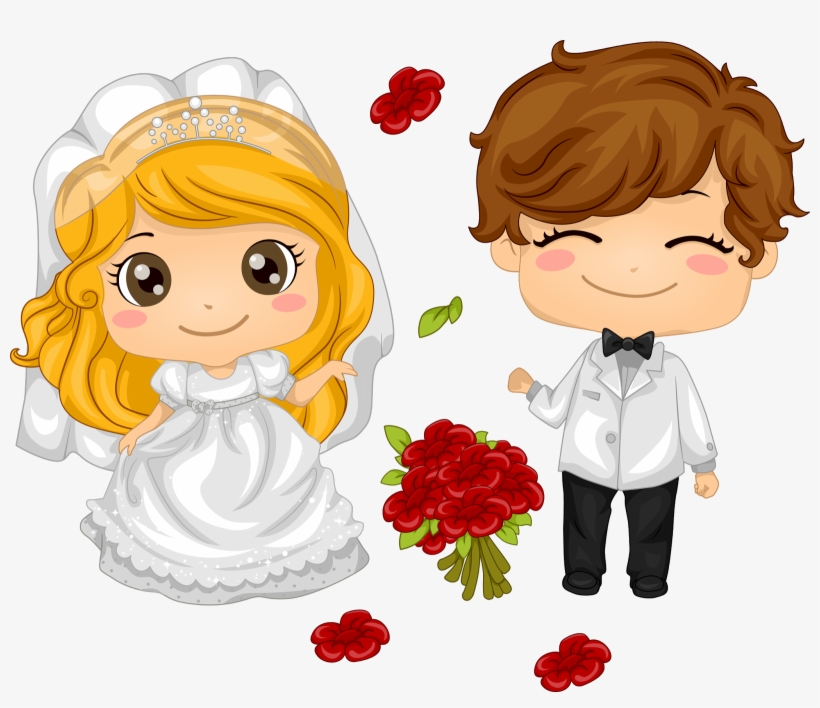 Free Download Bride And Groom Cartoon Clipart Wedding - Bride And Groom Cartoon, transparent png #3724656