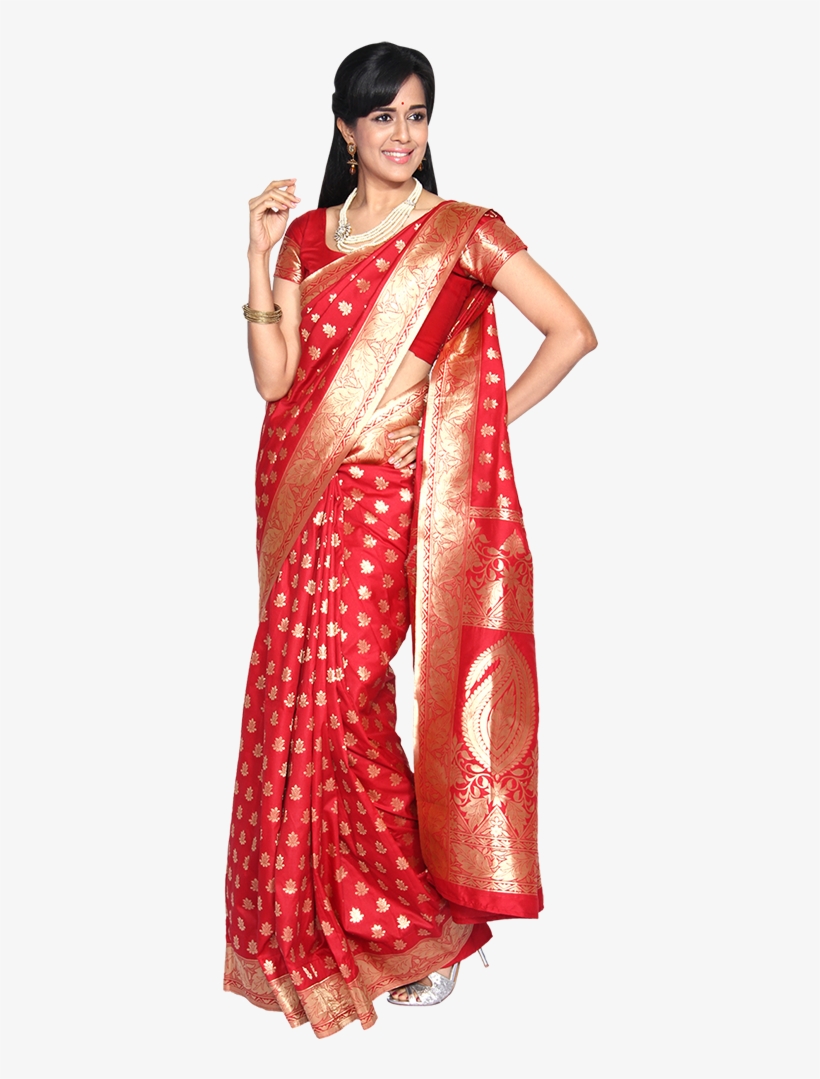 Arundathi Red Banarasi Silk Saree - Red Banarasi Silk Saree, transparent png #3726353