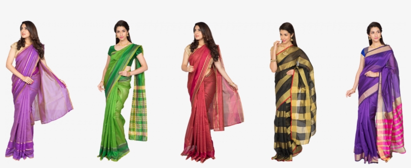 Assorted 5 Cotton Silk Saree Collections - Silk, transparent png #3726402