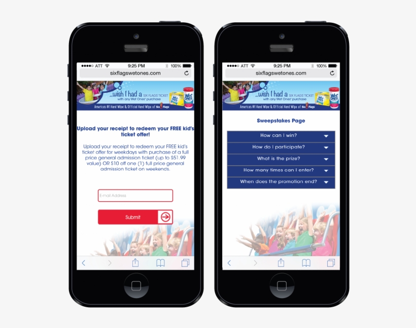 Wet Ones Six Flags Promotion And Sweepstakes - Six Flags Mobile Ticket, transparent png #3726887