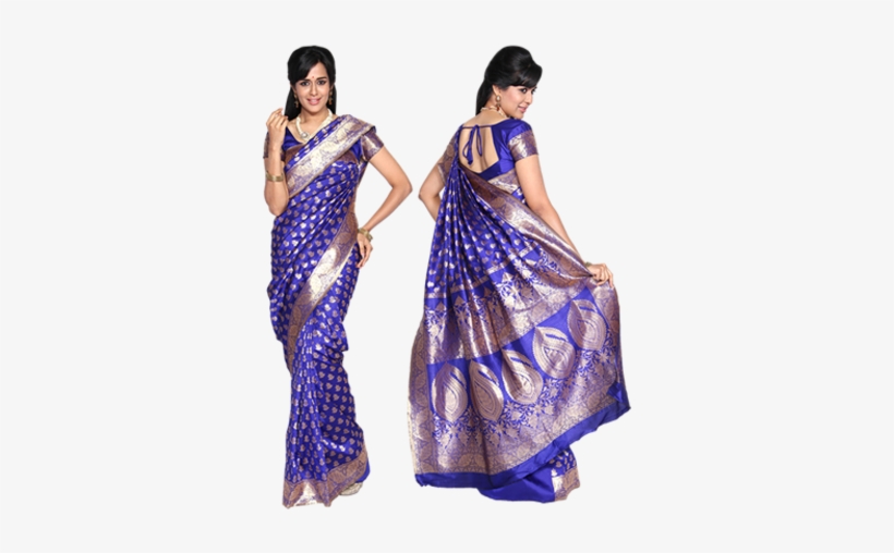 Arundathi Blue Silk Sarees - Blue Banarasi Silk Saree, transparent png #3727165