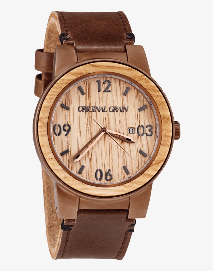 Whiskey Barrel Leather 47mm By Original Grain - New! Original Grain Men's Whiskey Barrel Brushed Espresso, transparent png #3731598