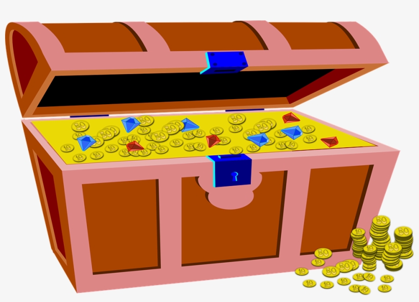Treasure Box Gold - Treasure Chest Clip Art, transparent png #3734277