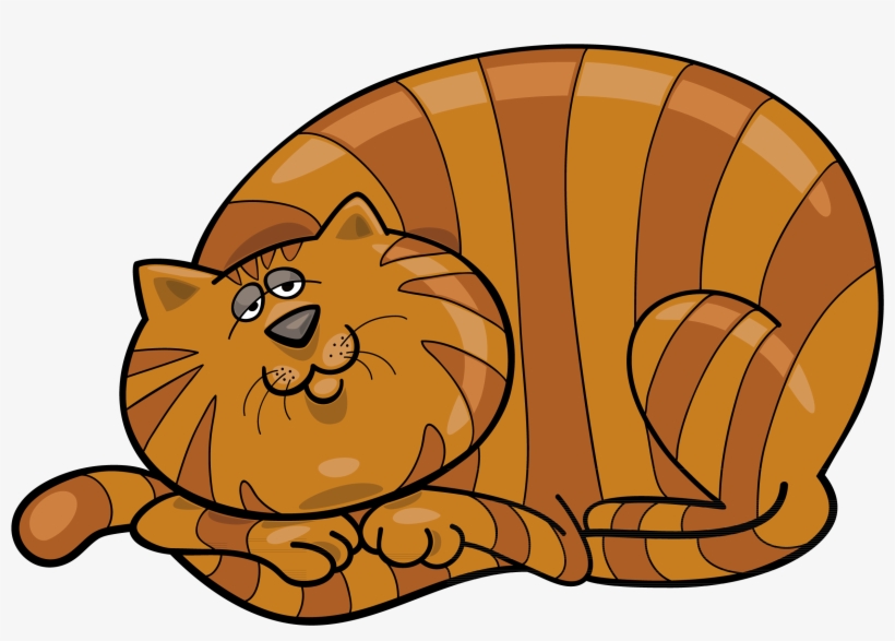 Fat Cat Clip Art - Tabby Orange Cartoon Cat, transparent png #3734343