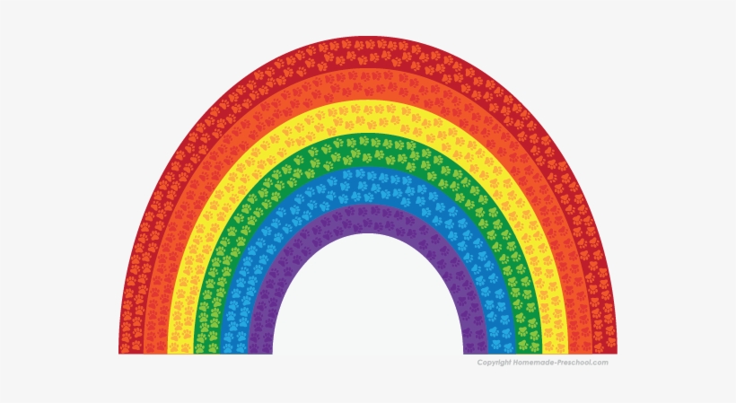 Rainbow Clipart Paw Print - Plate, transparent png #3736332